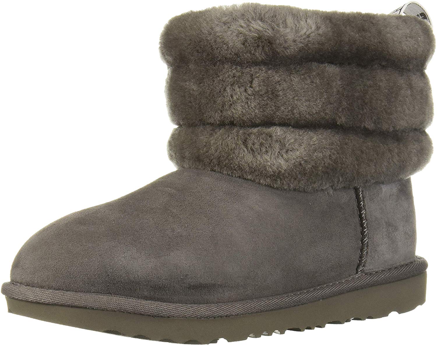 UGG Kids' Fluff Mini Quilted Fashion Boot, Charcoal, Size Big Kid 6.0