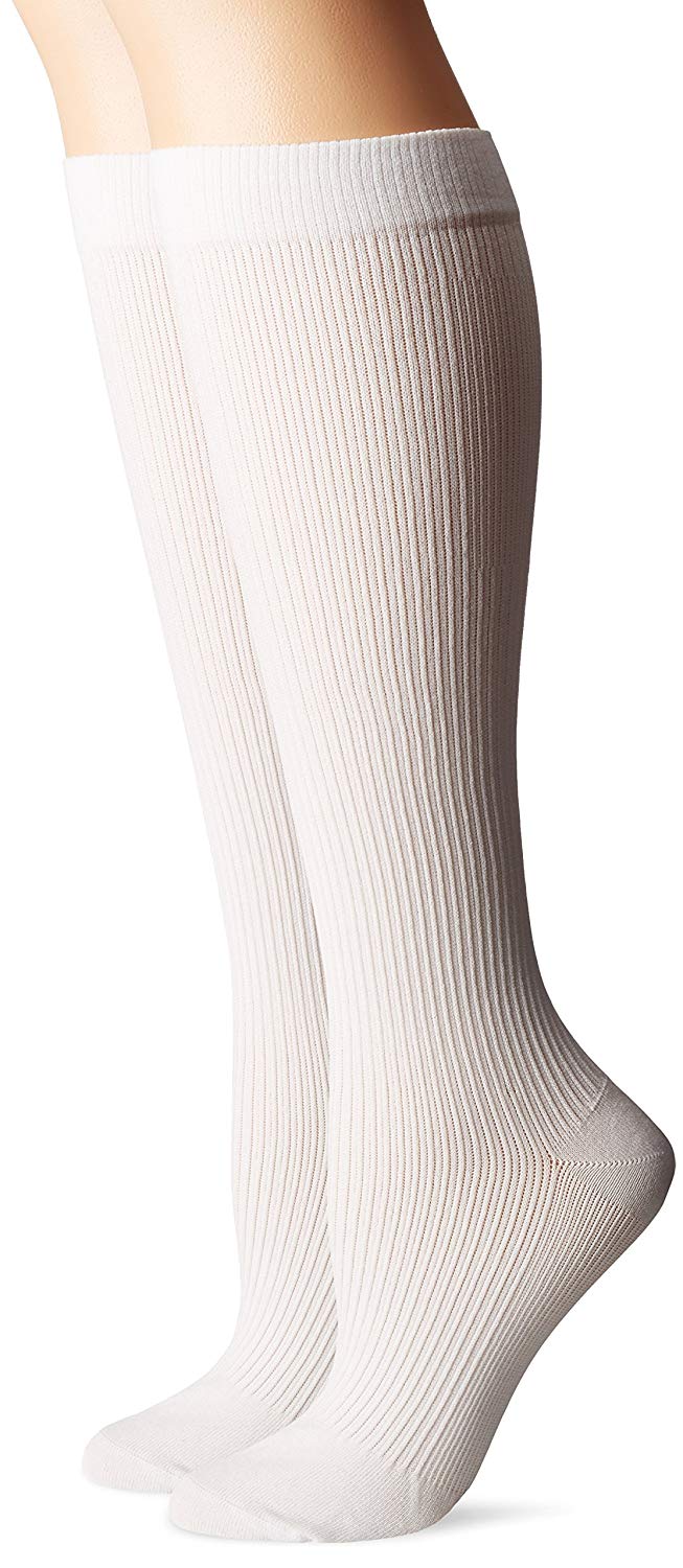 Dr. Scholl's Women's Travel Knee High Socks with Graduated, White, Size ...