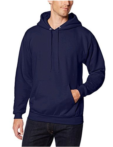Hanes Mens Pullover Ecosmart Fleece Hooded Sweatshirt Navy Size X