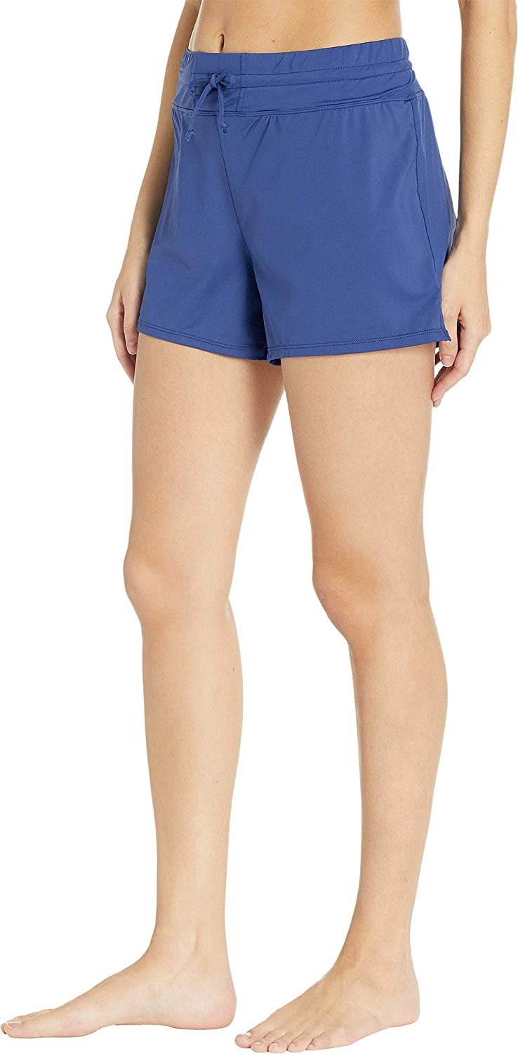 24th & Ocean Women's Solid Front Tie Swim Short, Navy//Solid, Size X