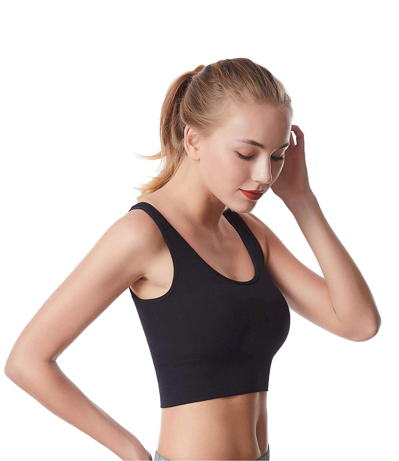 COMFY BRA Women's Light Support Seamless Racerback, 2pblack White