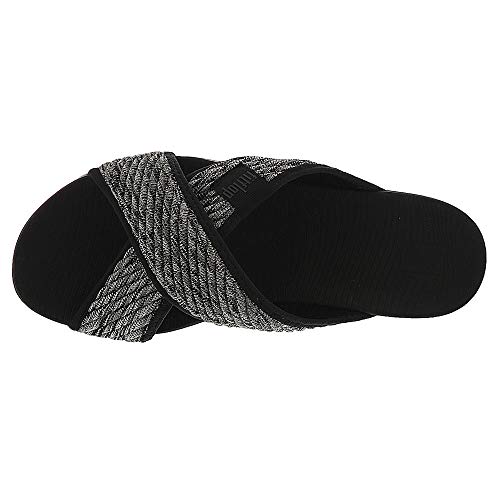 FitFlop Womens Artknit Cross Slide Fabric Peep Toe Casual, Black Mix, Size 5.0 | eBay