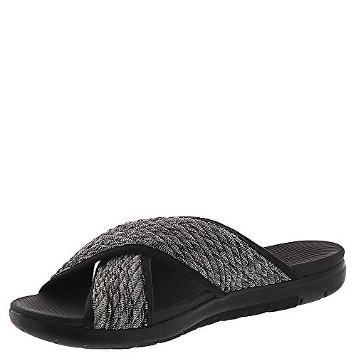 FitFlop Womens Artknit Cross Slide Fabric Peep Toe Casual, Black Mix, Size 5.0 | eBay