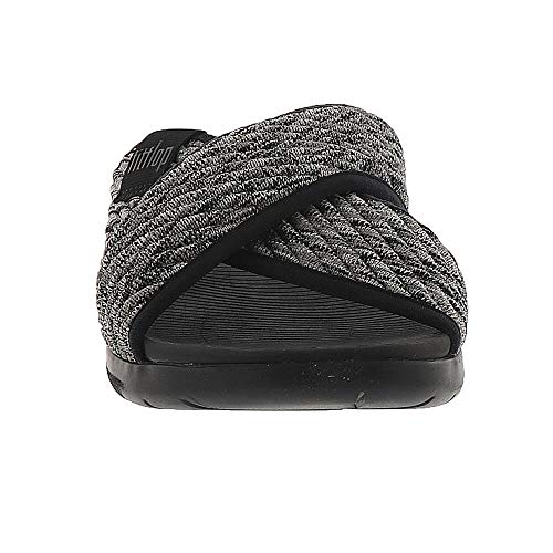 FitFlop Womens Artknit Cross Slide Fabric Peep Toe Casual, Black Mix, Size 5.0 | eBay