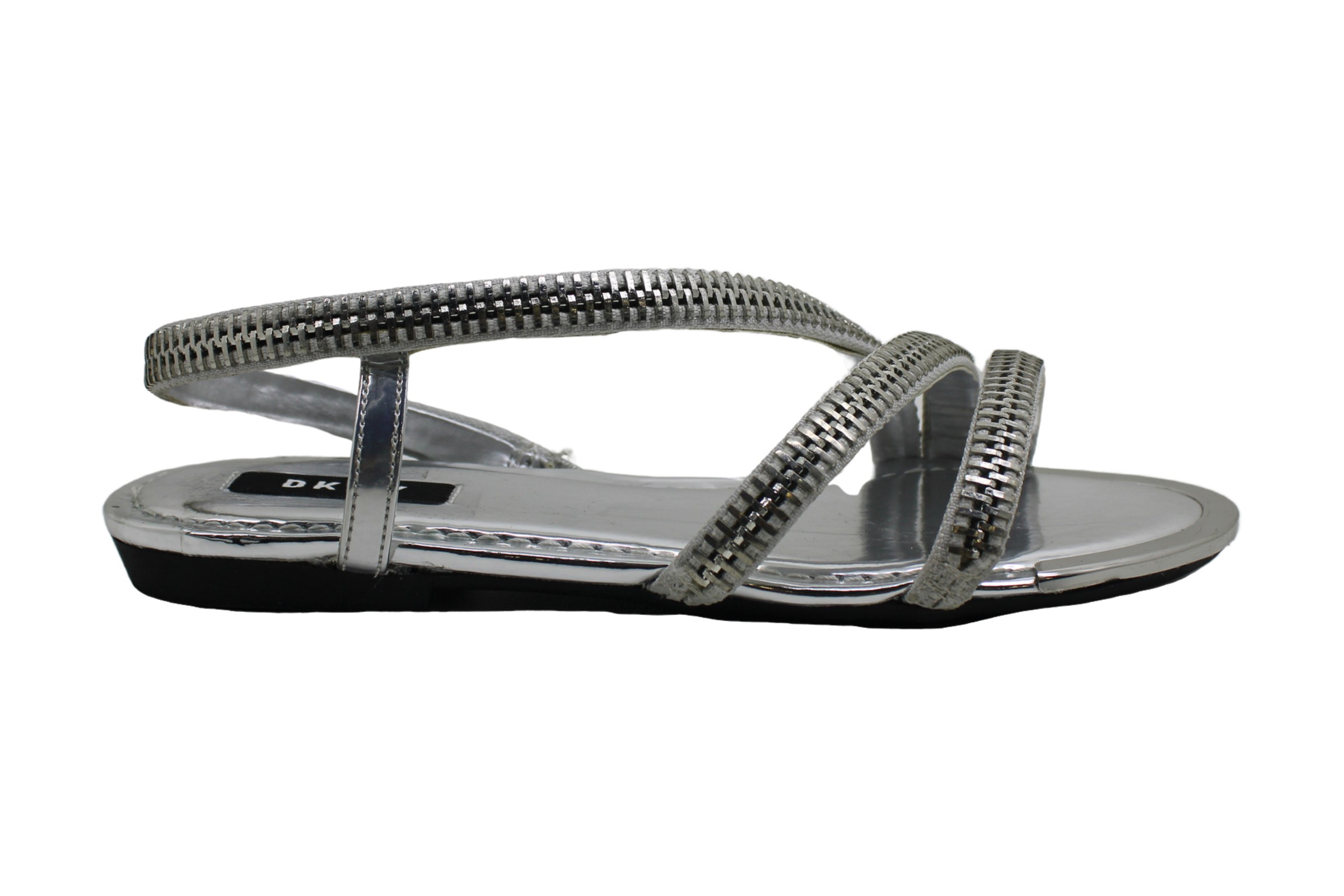 DKNY Womens Khloi Fabric Open Toe Casual Slingback Sandals, Silver, Size 5.0 qCK | eBay