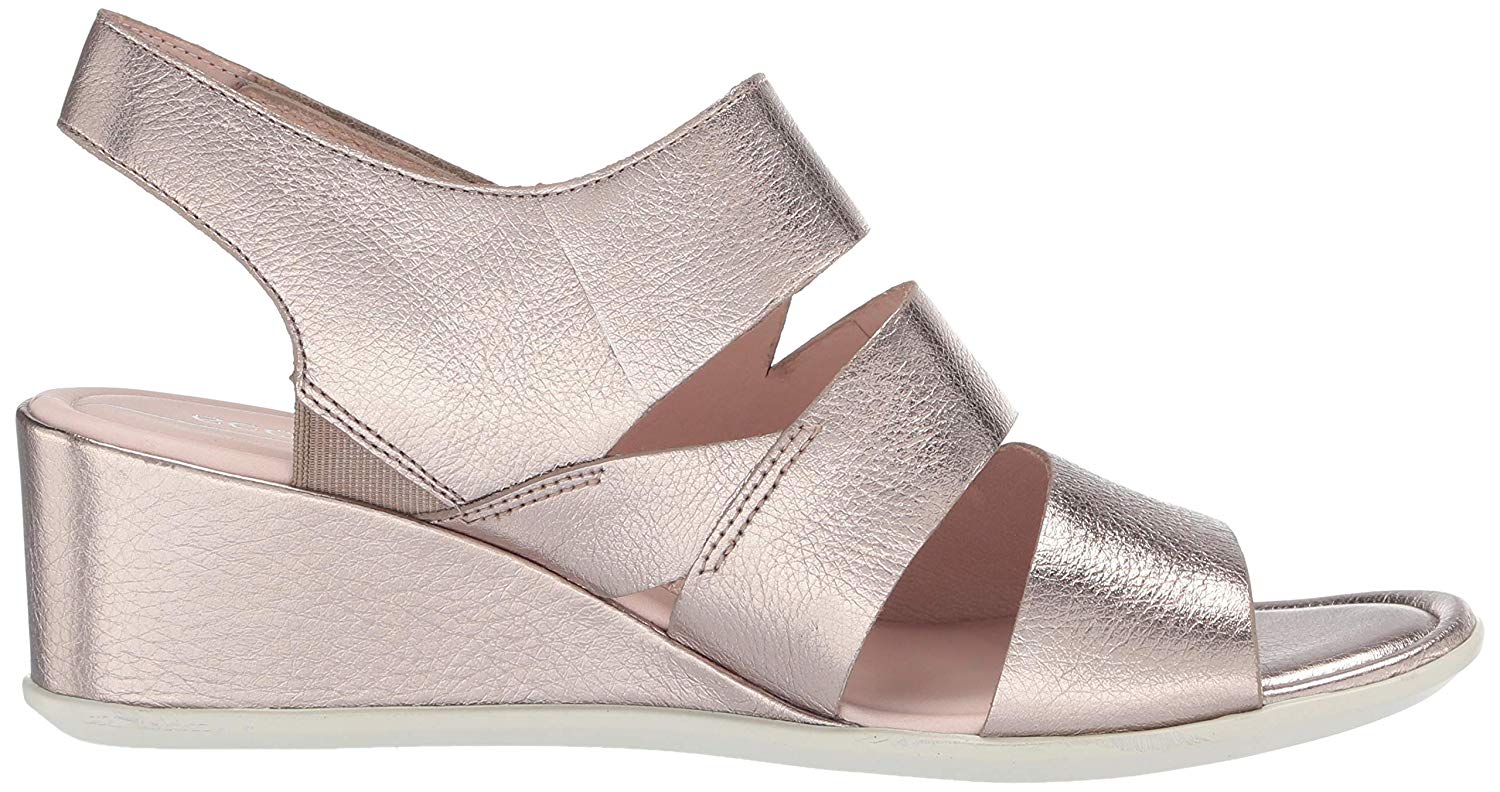ECCO Women's Shoes Shape 35 Wedge Peep Toe Casual, Stone Metallic, Size