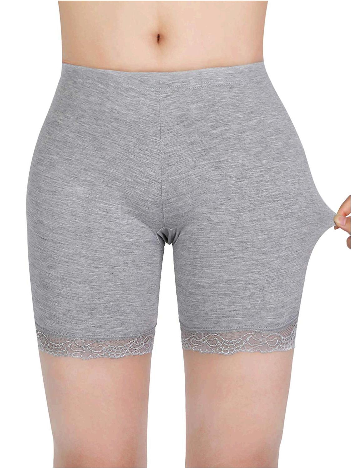 3 Pieces AntiChafing Modal Panties Lace Yoga Shorts, MultiColor, Size