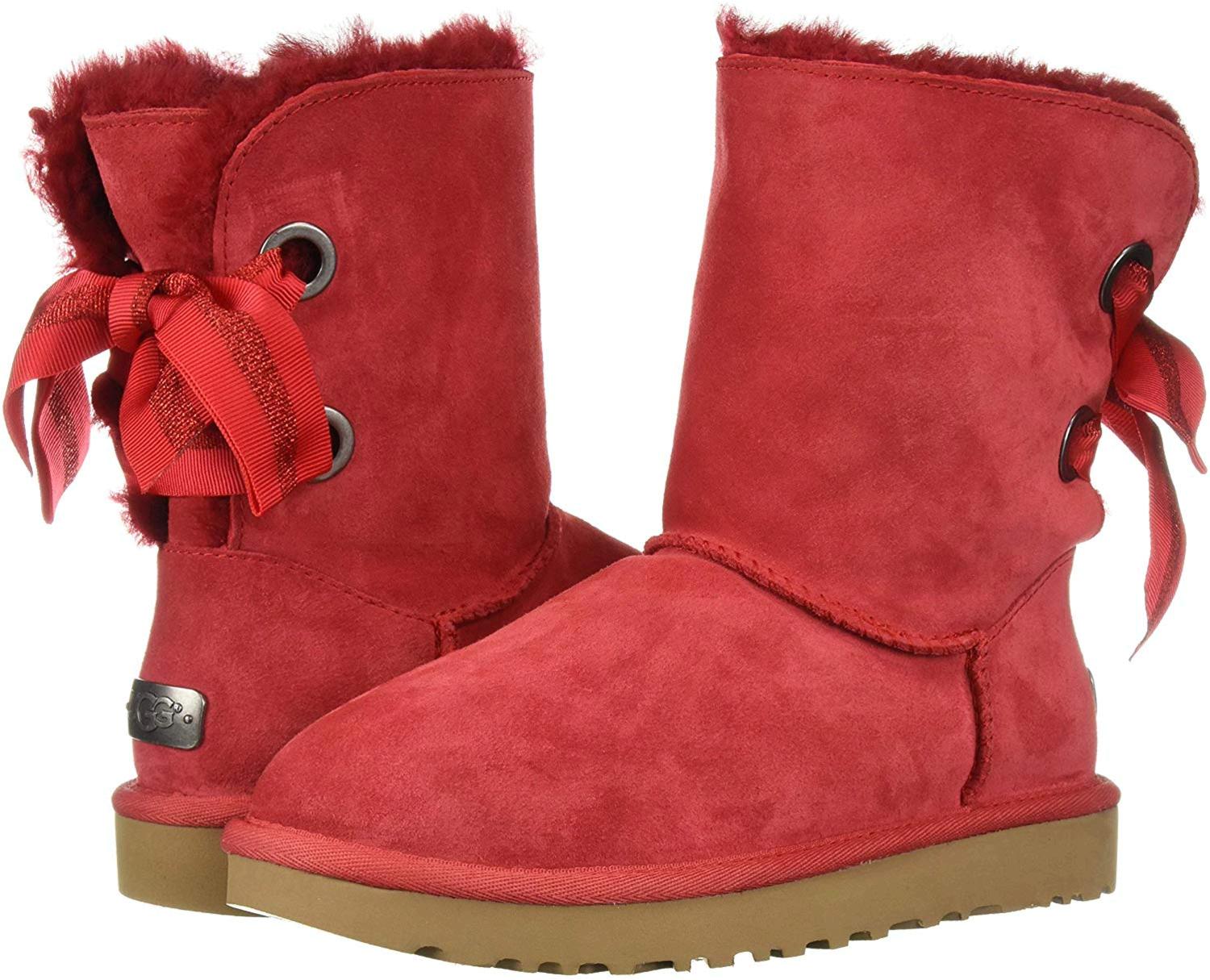 UGG Women's W Customizable Bailey Bow Short Fashion Boot, Ribbon Red ...