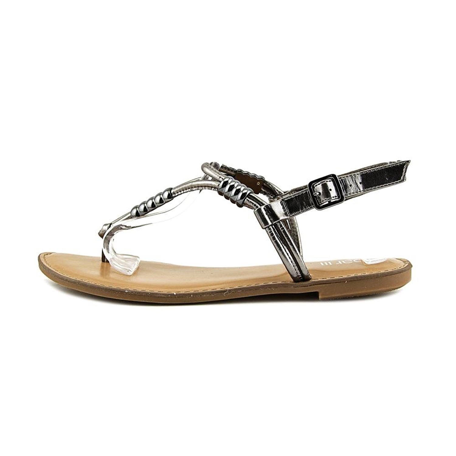 Bar III Womens Vortex Split Toe Casual TStrap Sandals PEWTER Size 90 Bar III Womens Vortex Split Toe Casual TStrap Sandals PEWTER Size 90