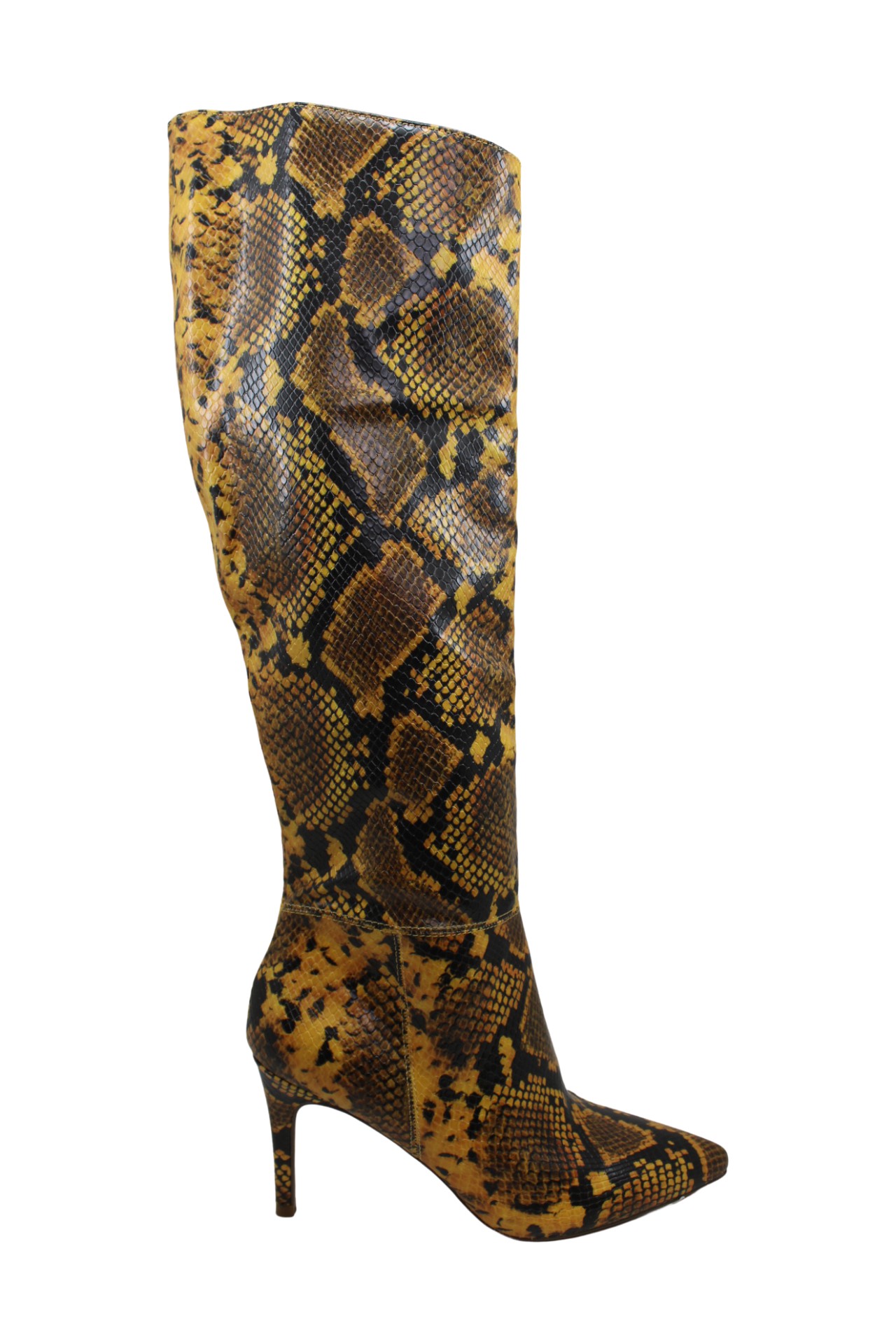 Steve Madden Women's Shoes Kimari slouch boot Pointed, Yellow Snake