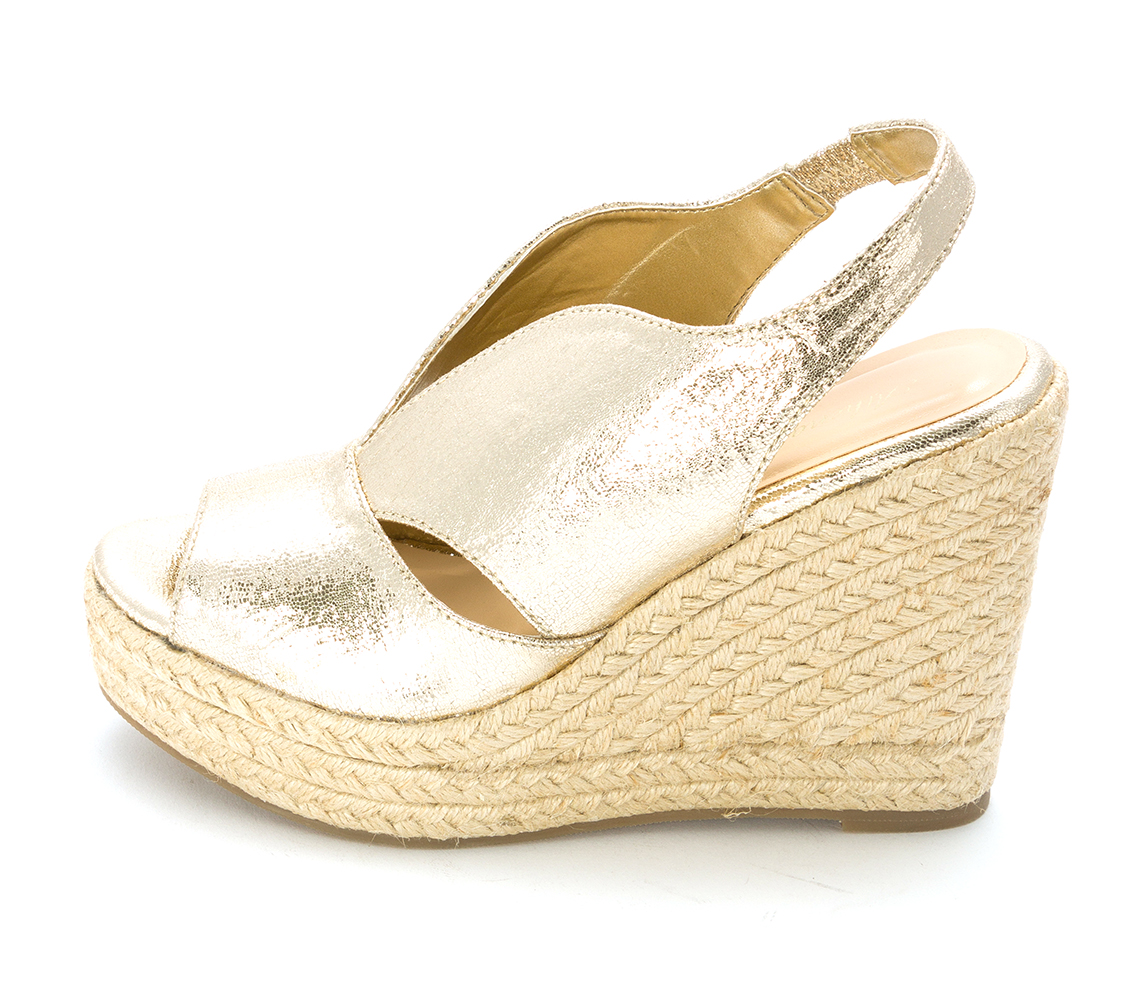 Athena Alexander Womens Goodye Open Toe SlingBack Wedge Gold/SPK Size 8.0 Athena Alexander Womens Goodye Open Toe SlingBack Wedge Gold/SPK Size 8.0