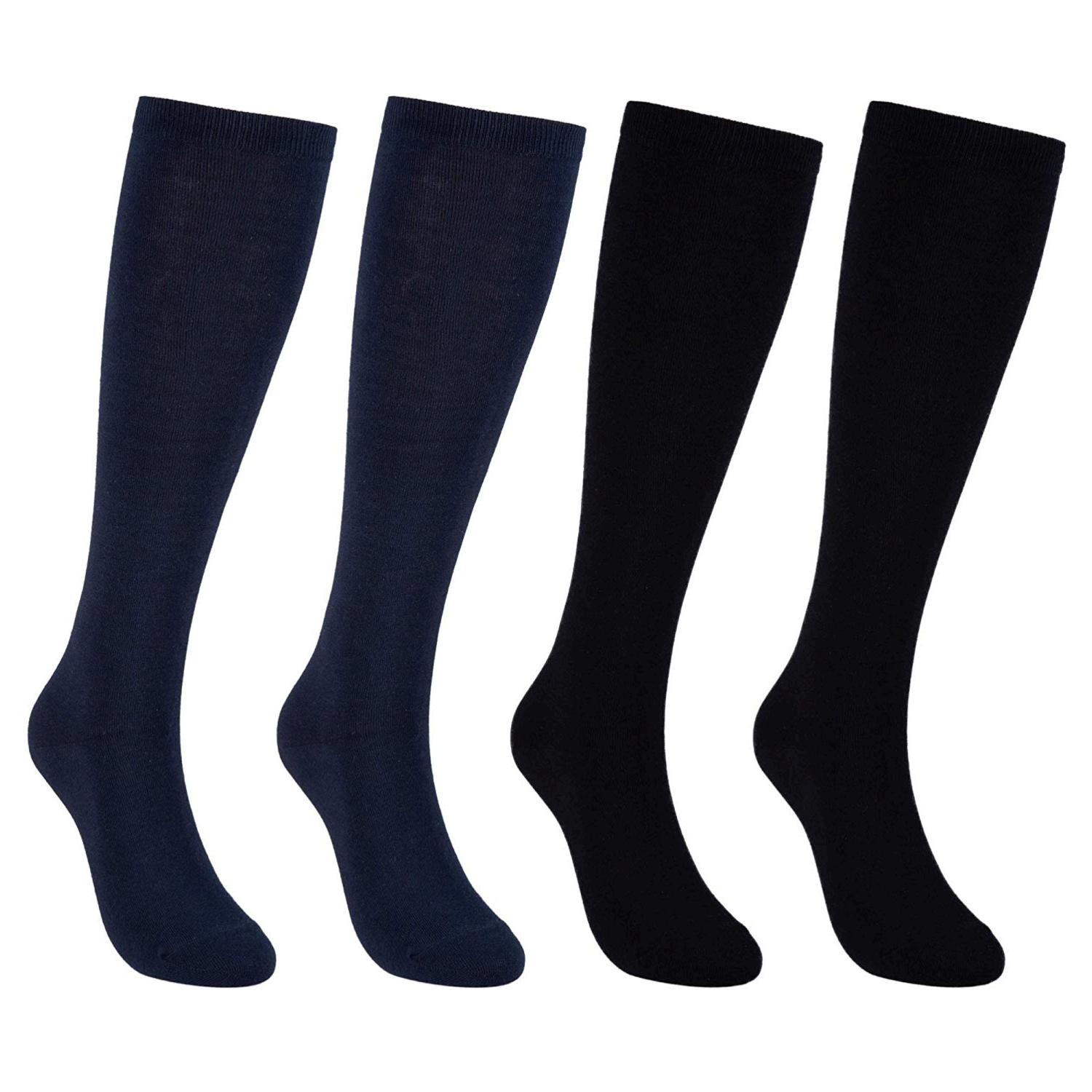 KONY Women's 4 Pairs Casual Knee High Socks Soft Stretch, Black, Size ...