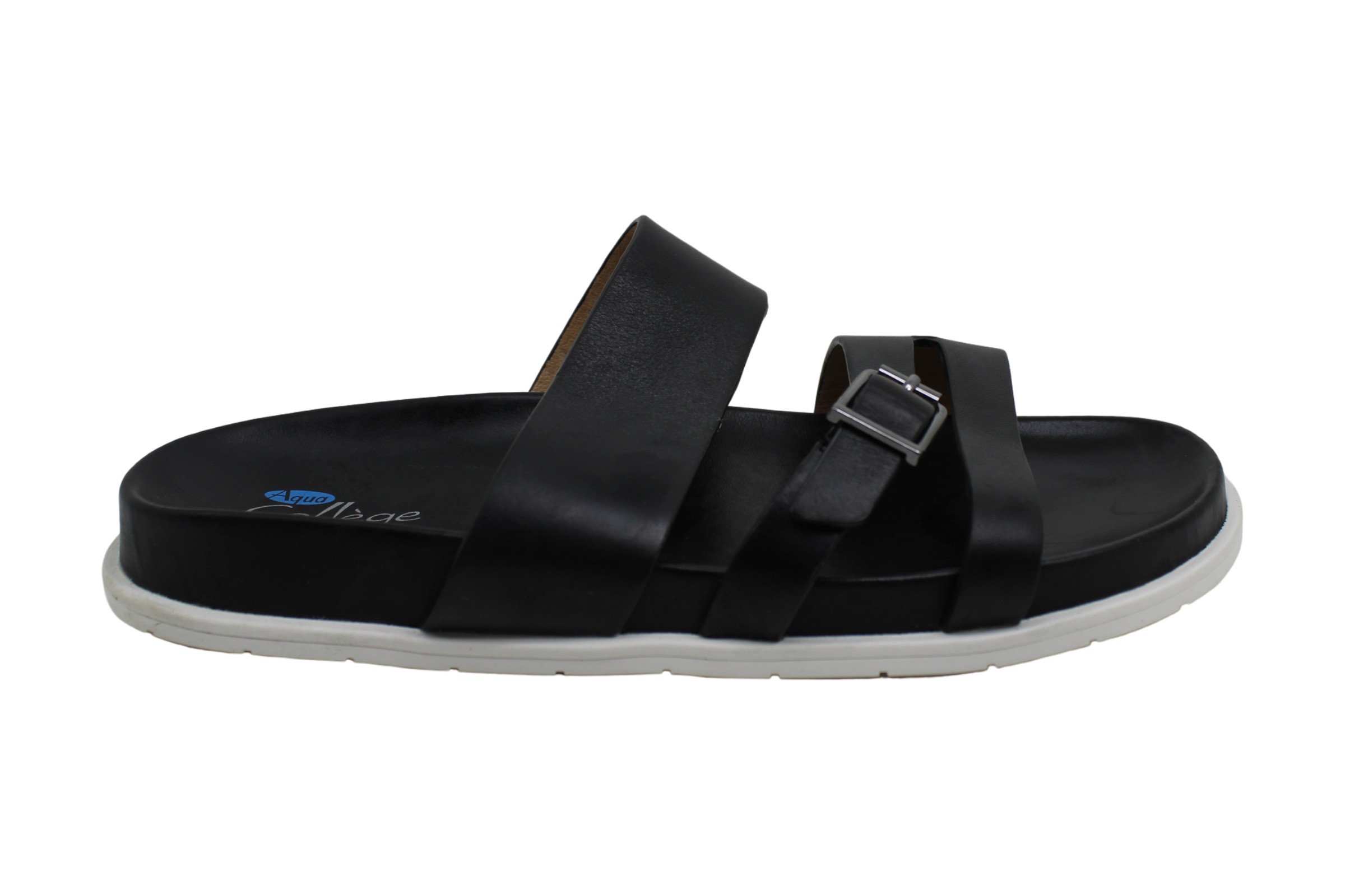 Aqua College Womens Sloan Leather Open Toe Casual Slide Sandals Black Size 85 Ebay 4864