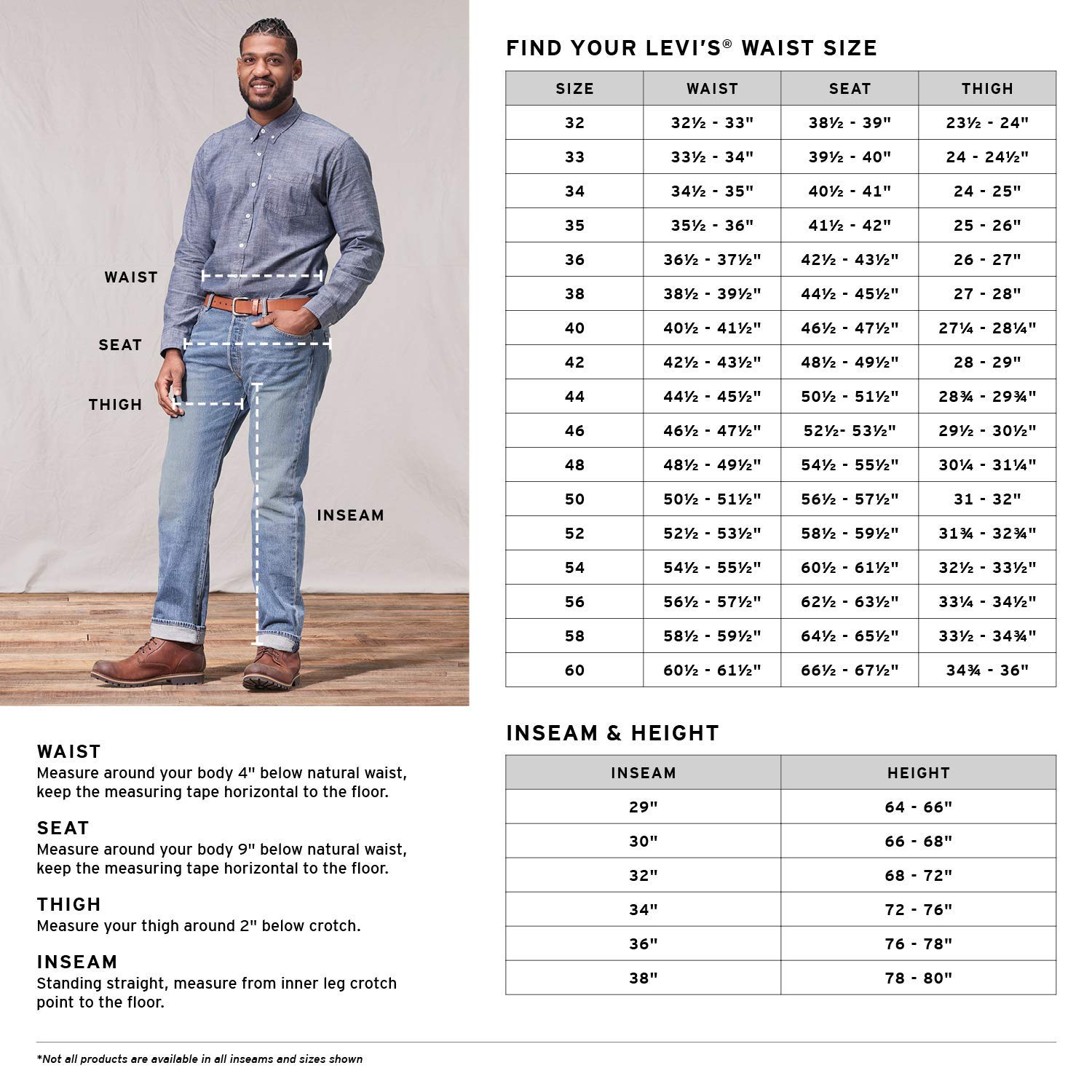Levi Jeans Size Chart