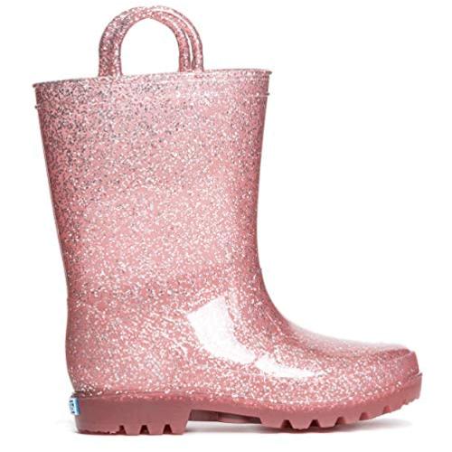 ZOOGS Kids Glitter Rain Boots for Girls and Toddlers, Rose Gold, Size ...