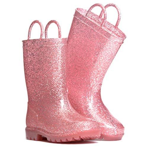 rose gold glitter rain boots