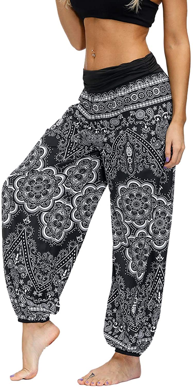 Lu/'s Chic Women/'s Thai Harem Pants Bohemian Yoga Pants Indian Loose Summer Boho Hippie Pants