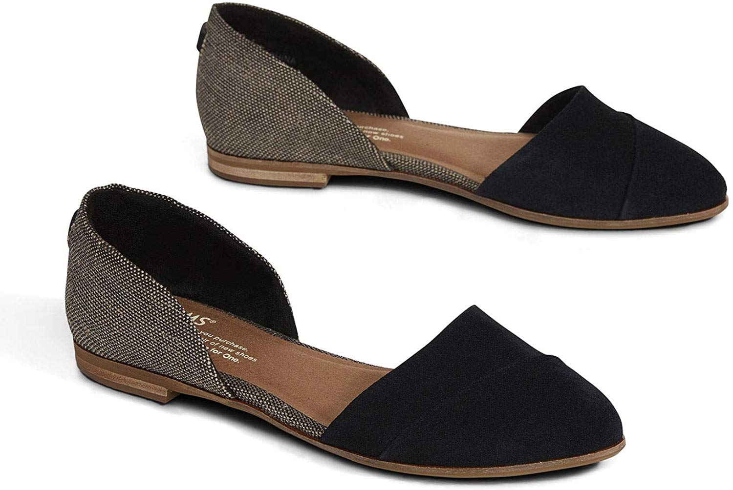 toms black leather flats