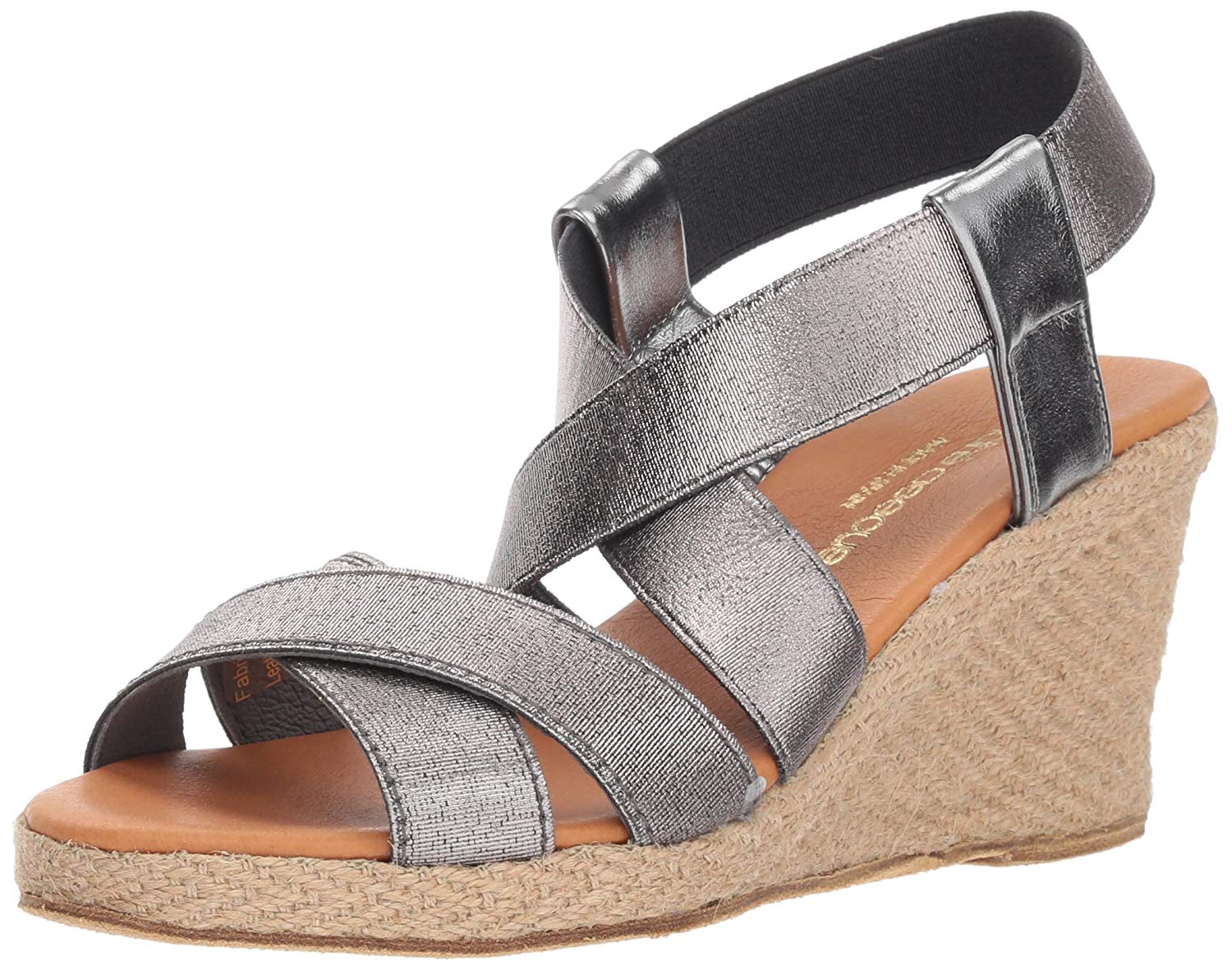 Andre Assous Dalmira Sandals Sz 9 Pewter Leather Espadrilles