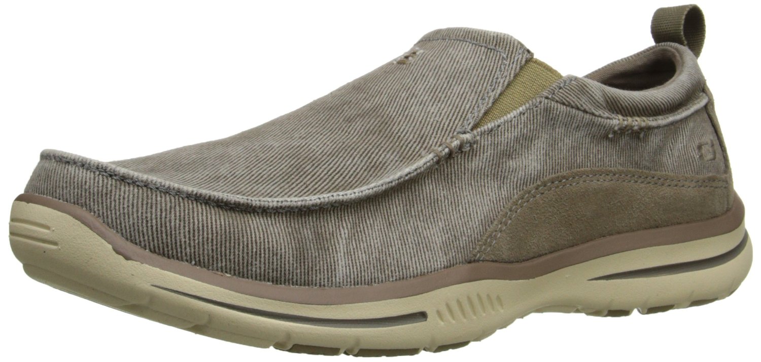 Skechers Mens Relaxed Fit Fabric Round Toe Moccasins, Taupe, Size 11.5 ...