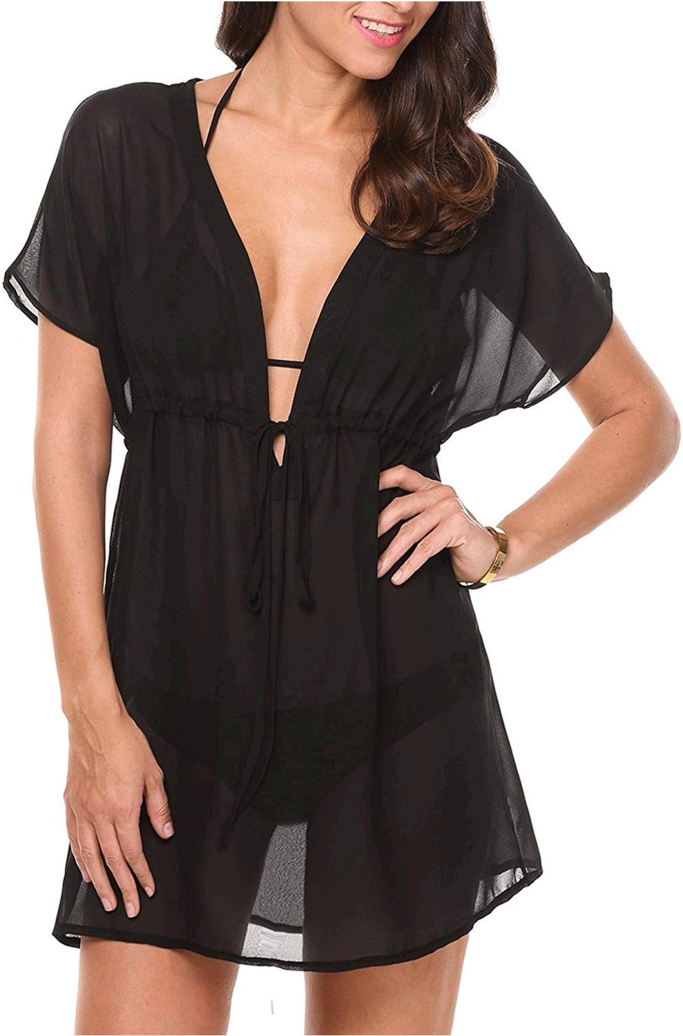 Avidlove Womens Sexy Chiffon Swimsuit Cover Ups Sheer Black Size X Large Ahxu Ebay 4883