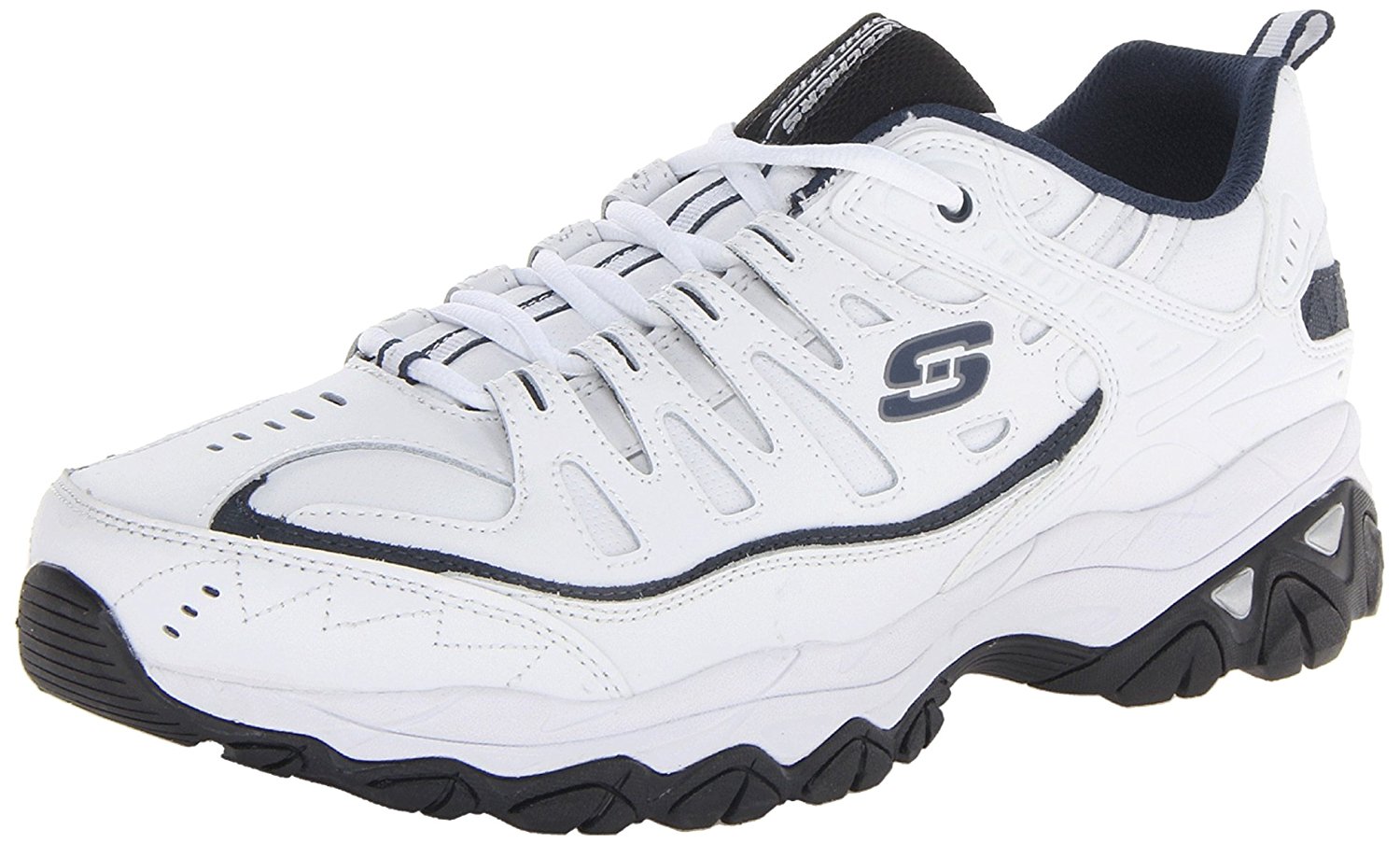 Skechers Mens Fit Reprint Leather Low Top Lace Up Running, White/Navy, Size 12.0 | eBay