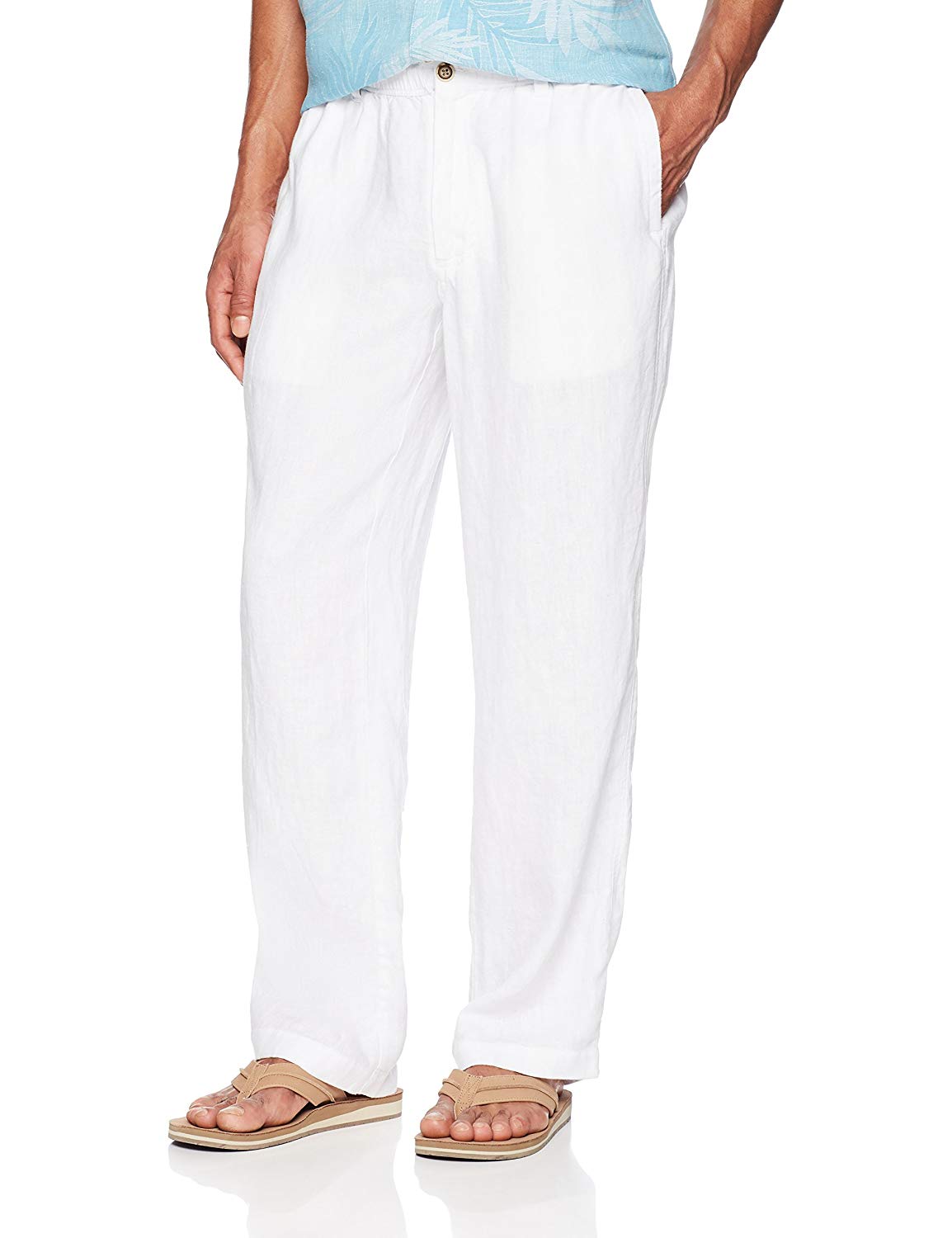 28 Palms Men's Relaxed-Fit Linen Pant, Bright White, Size X-Large/32 ...