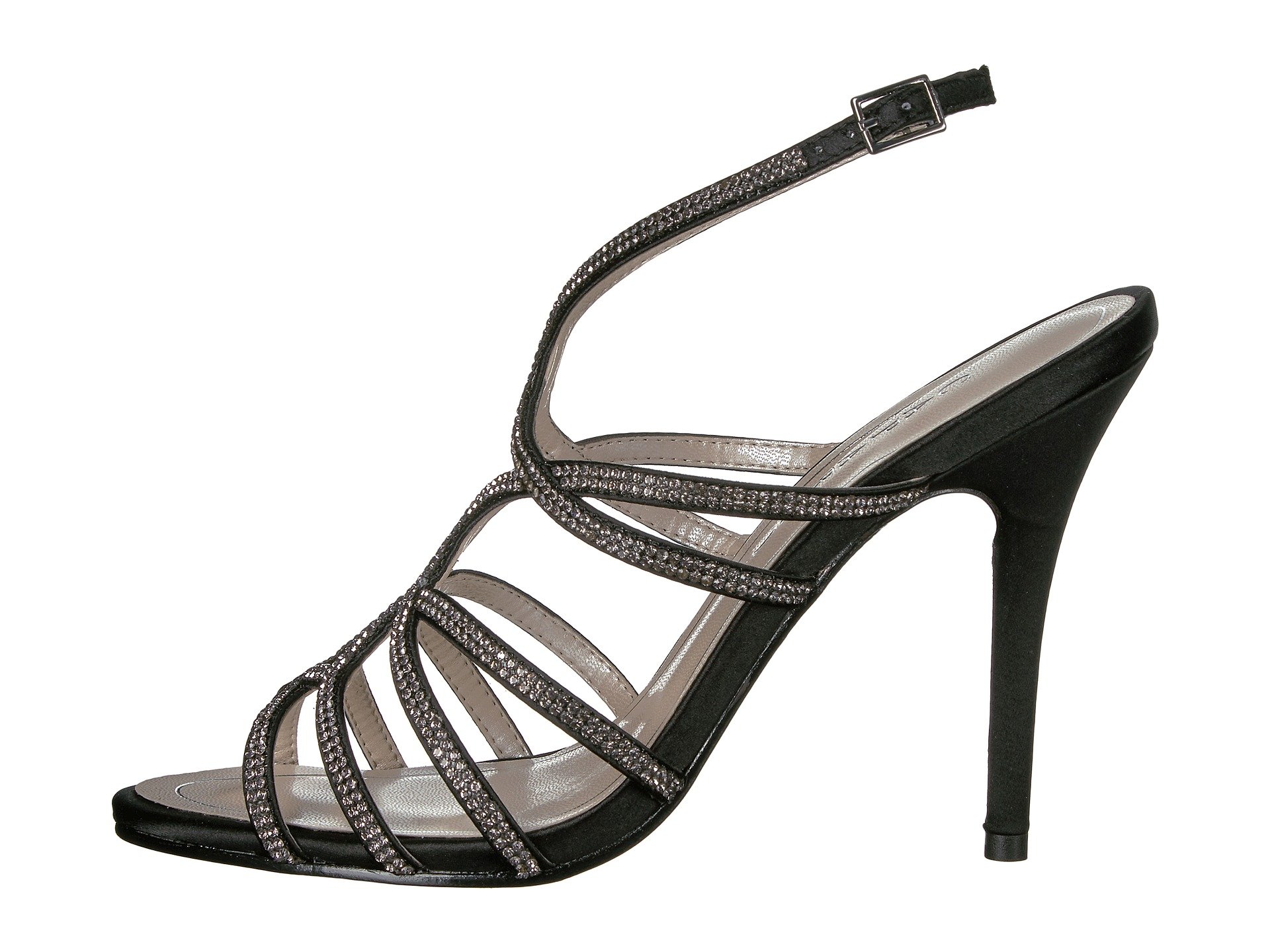 Caparros Womens helena Fabric Open Toe Special Occasion Black satin Size 90 Caparros Womens helena Fabric Open Toe Special Occasion Black satin Size 90