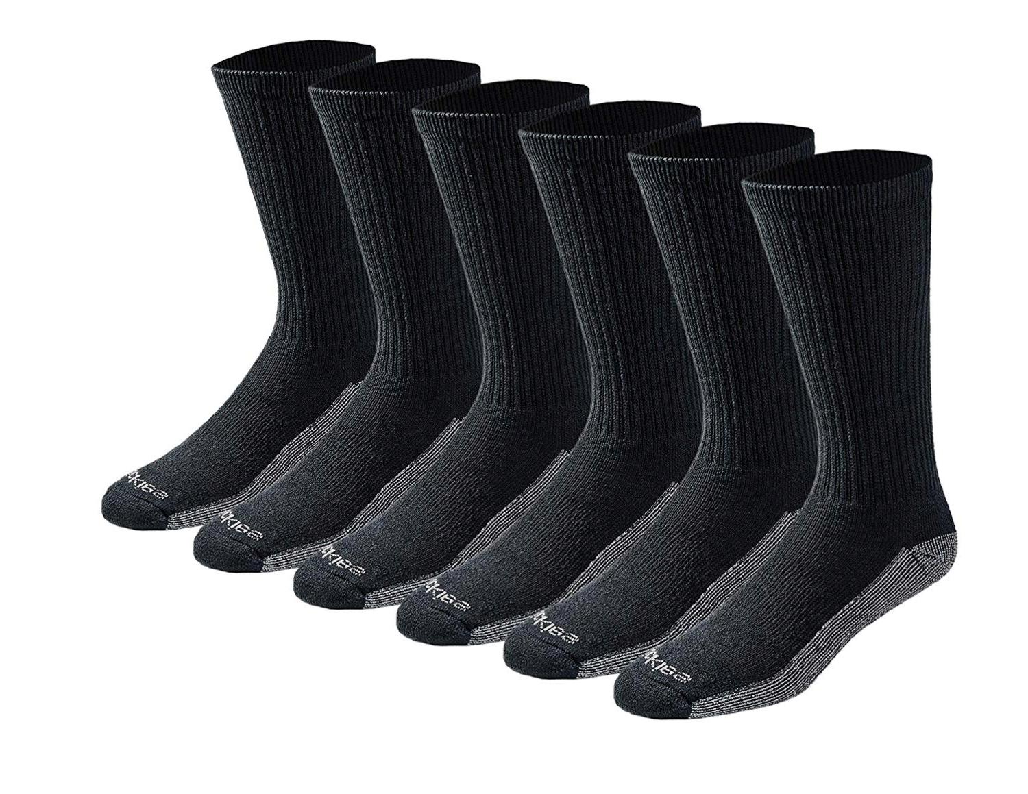 Dickies Men's Multi-Pack Dri-Tech Moisture Control Crew Socks,, Black ...