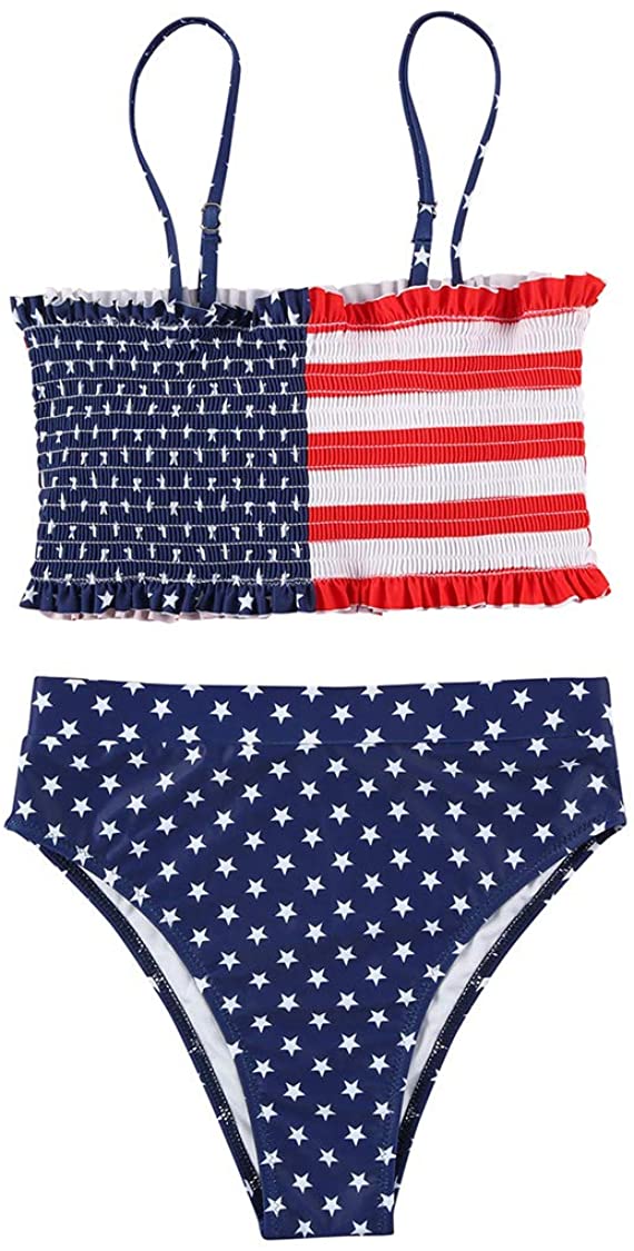 SUUKSESS Women Cute Shirred Bandeau Bikini Sets, 71 American Flag, Size Small dx | eBay