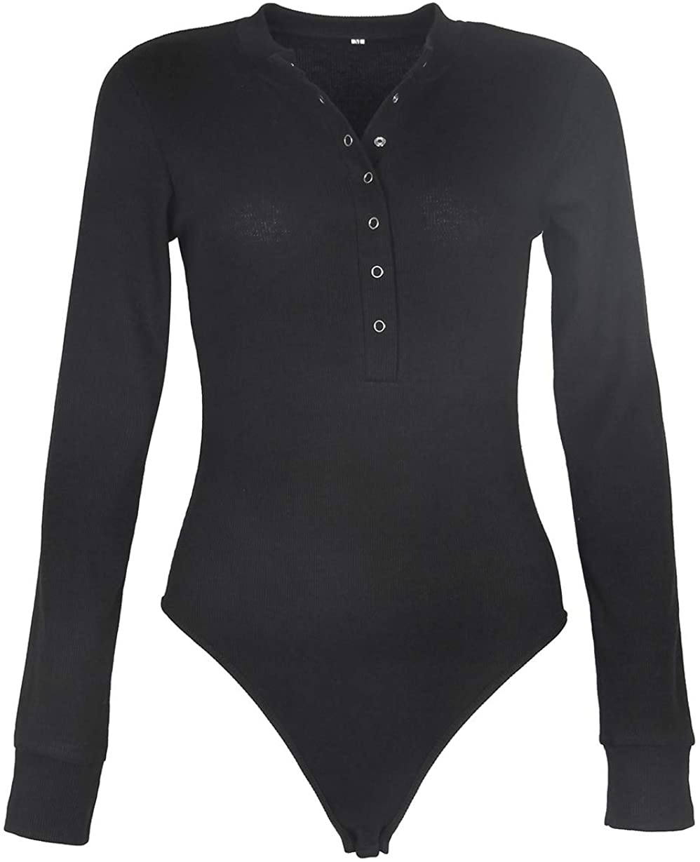 GEMBEAR Women Front Zip Round Neck Long Sleeve Bodysuit, Bblack, Size Small RIe eBay