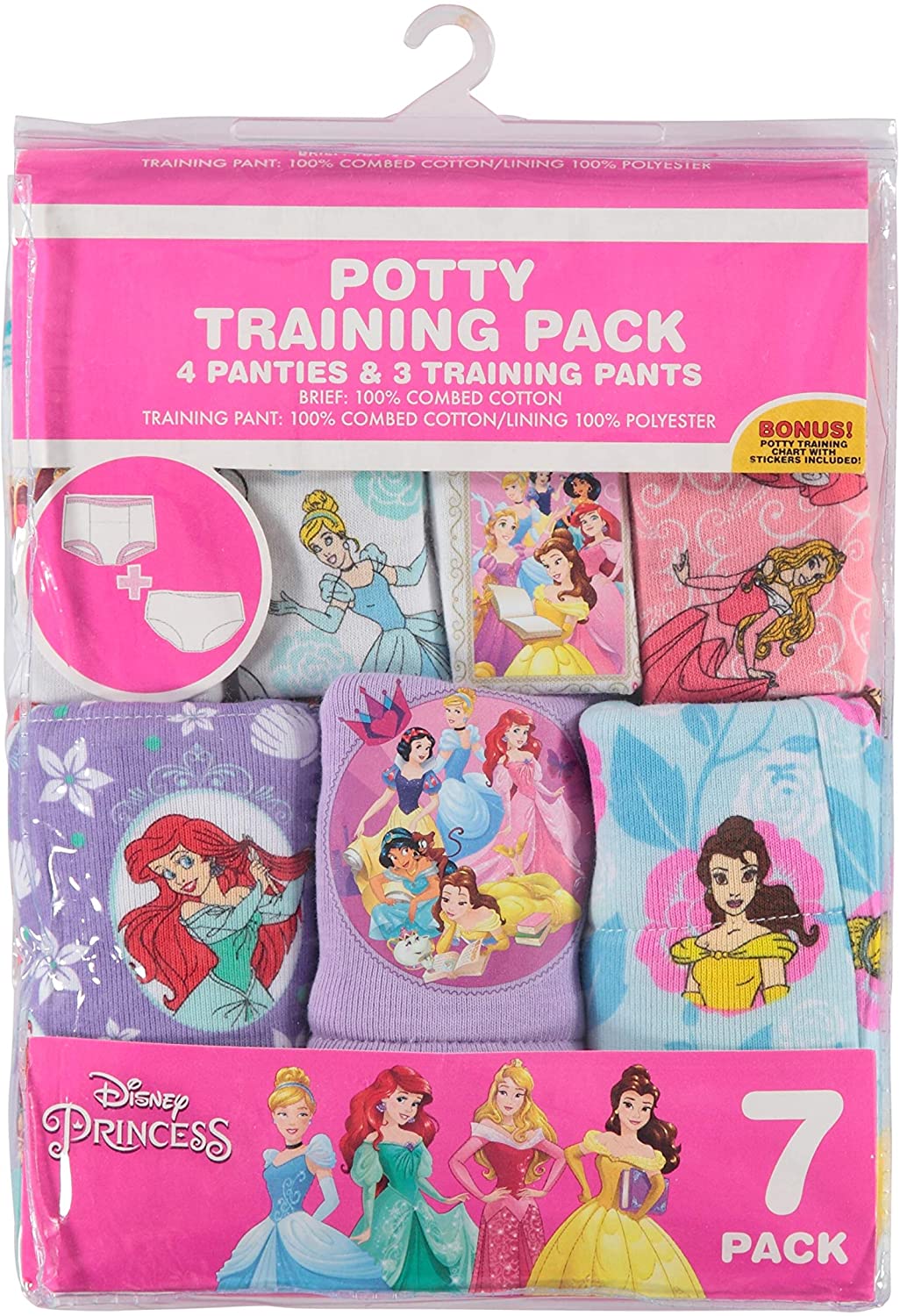 Disney Toddler, Princess Panty (4) & Potty Training Pant (3) Combo