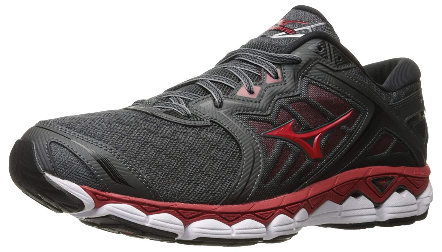  Mizuno  Men s Wave Sky Running Shoes Iron Gate Red Black 