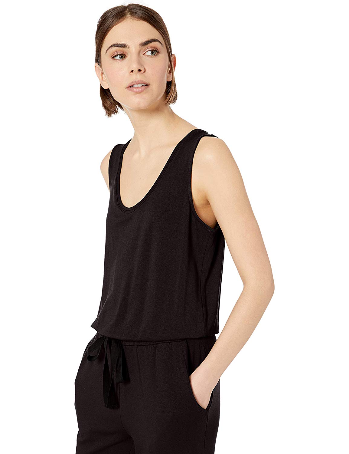 Daily Ritual Women's Supersoft Terry Sleeveless Jumpsuit,, Black, Size