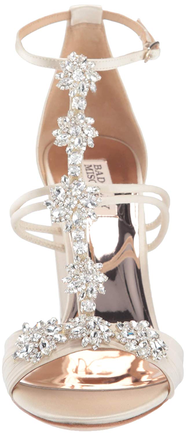 badgley mischka ivory satin shoes