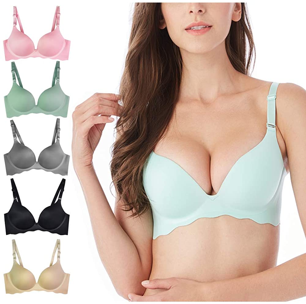 Pack of 5,Women Comfort No Wire Bras Seamless No Show Bra Pack, Mkl2