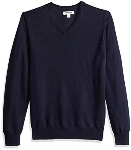 Goodthreads Men's Merino Wool V-Neck Sweater, Navy,, Navy, Size XX ...