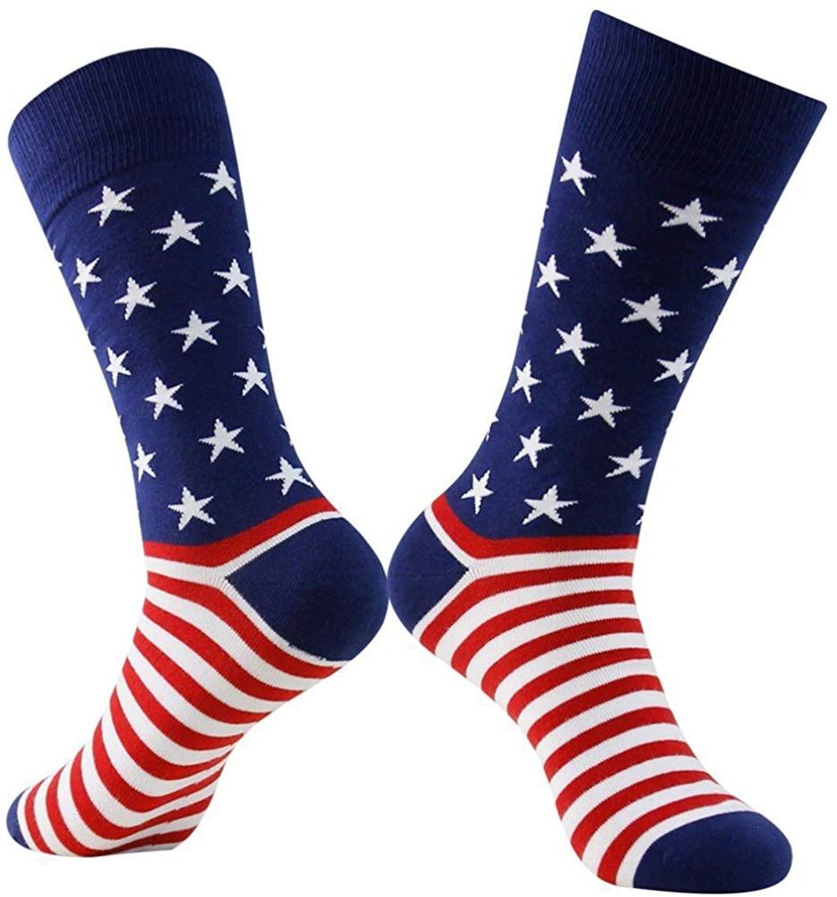 American Flag Fun Dress Socks for Men,Bonangel Cotton Novelty, Red ...