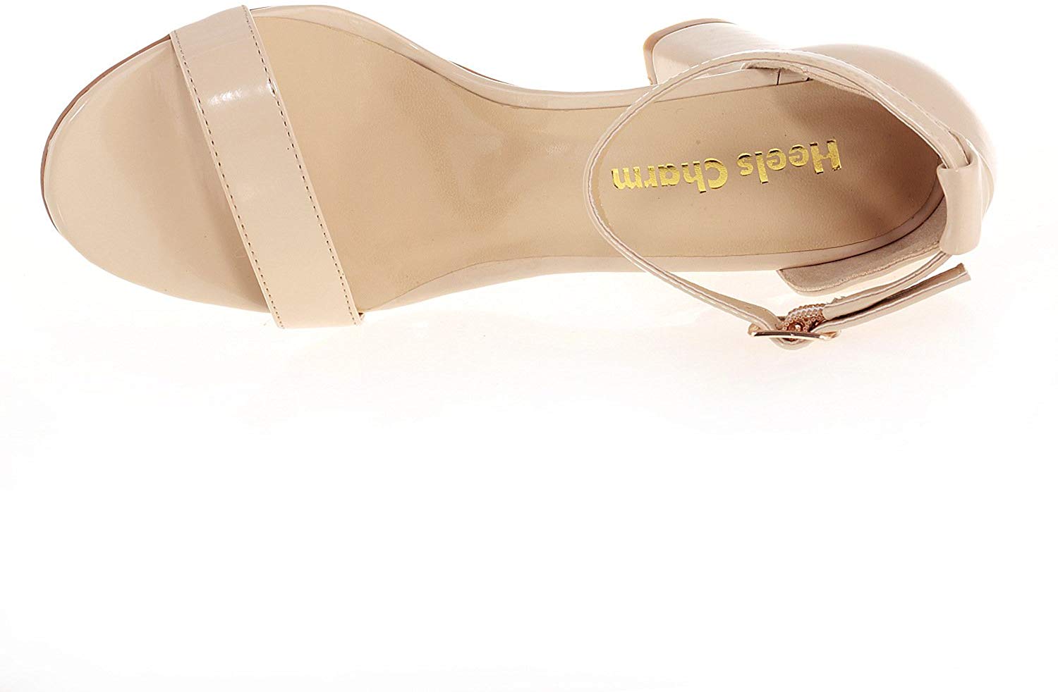 nude strappy block heel sandals