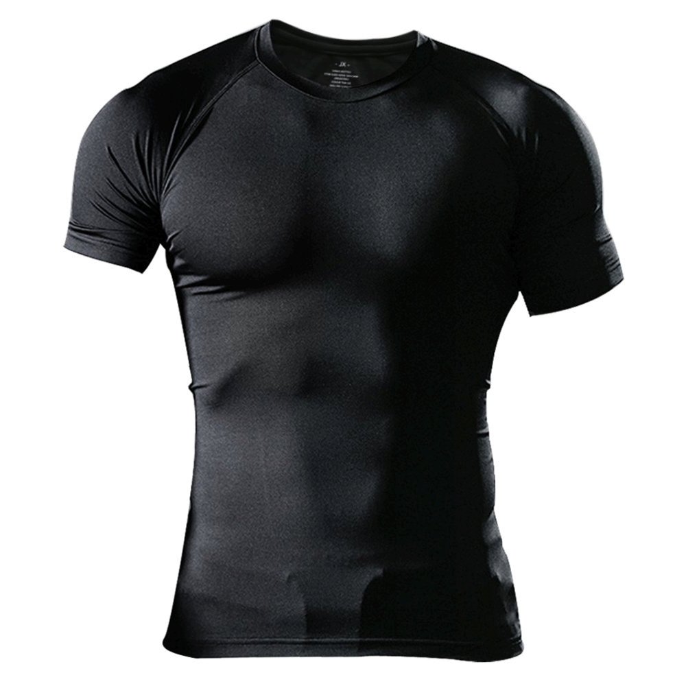 Muscle Alive Mens Tight T Shirts Crew-Neck Short Sleeve, Black, Size ...