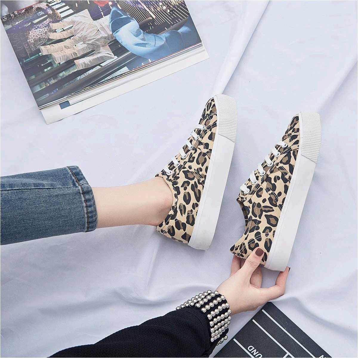 Adokoo Womens Platform Sneakers Leopard Shoes Cute Shoes, Leopard, Size ...