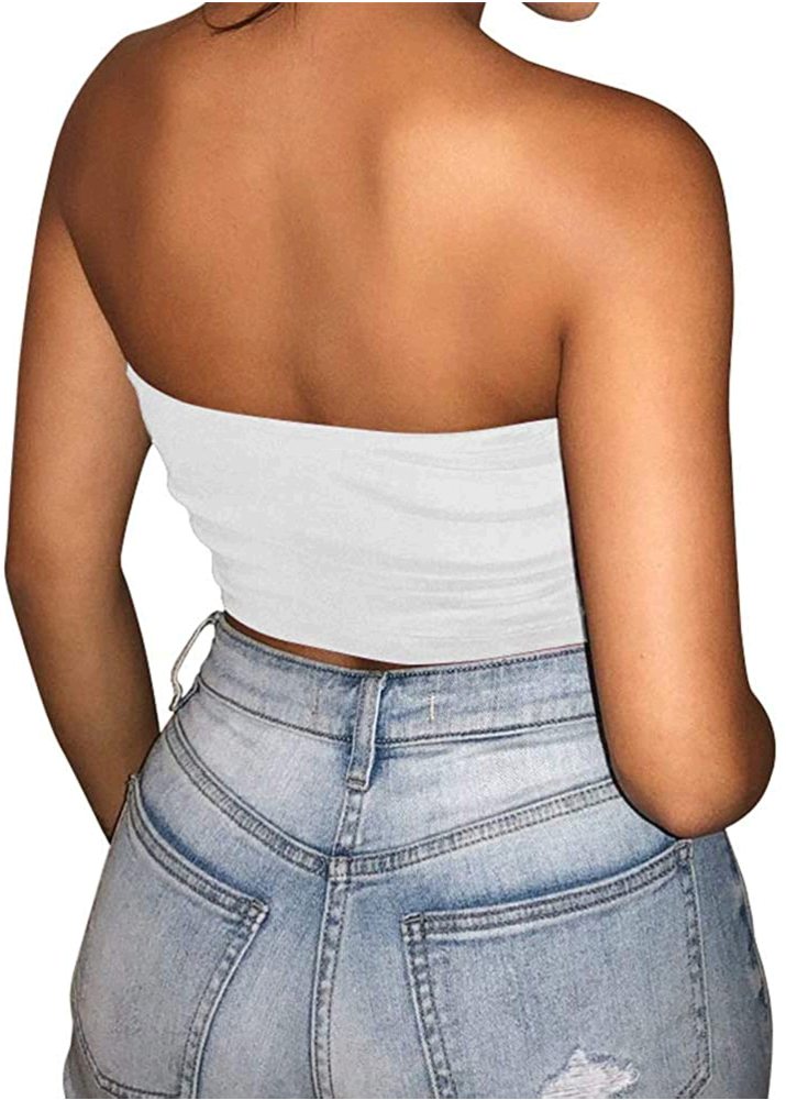 Lagshian Womens Sexy Crop Top Sleeveless Stretchy Solid White Size 