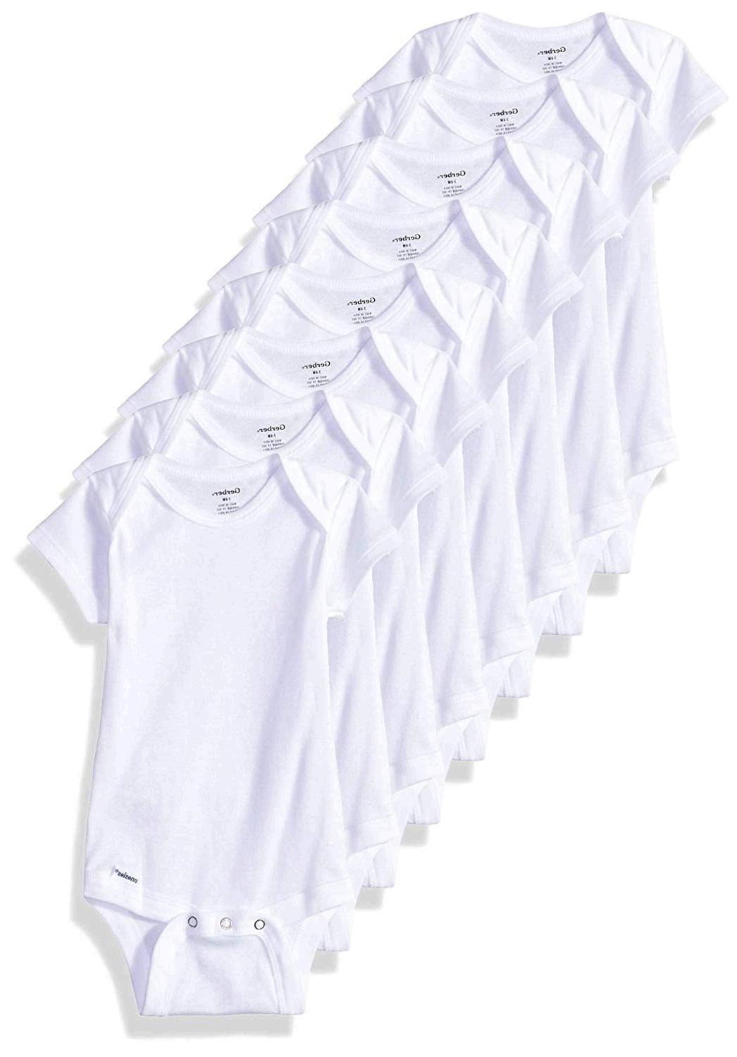 Gerber Baby 8-Pack Short-Sleeve Onesies Bodysuit, White, 24, White ...