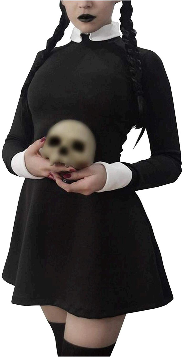 Wednesday From The Addams Family Halloween Costume - Wednesday Addams Family Girls Halloween Costumes Swing, Black, Size XX