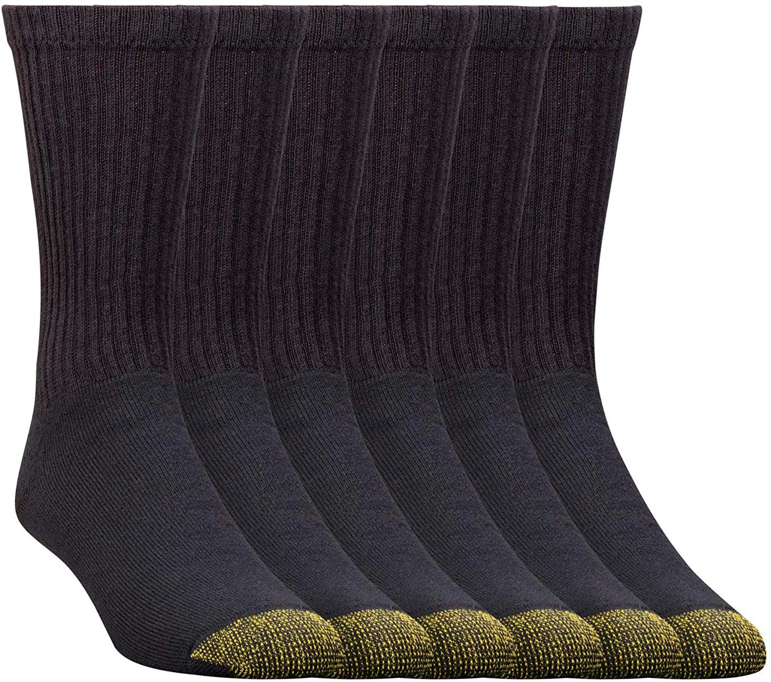 Gold Toe Men's 656S Cotton Crew Athletic Sock Multi-Pack, Black, Black ...