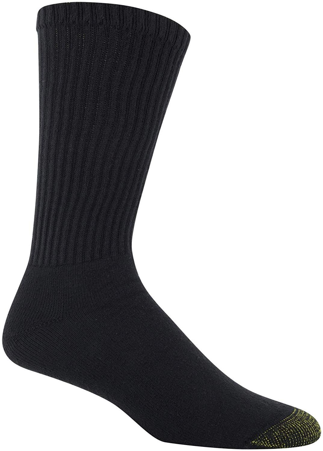 Gold Toe Men's 656S Cotton Crew Athletic Sock MultiPack, Black, Black