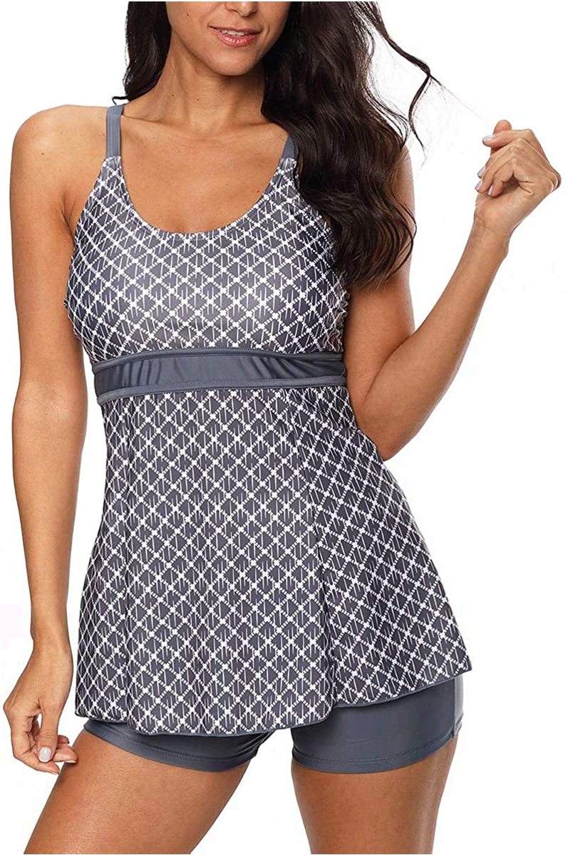 Zando Womens Two Piece Bathing Suits Modest Swimsuits Tummy Grey 6908