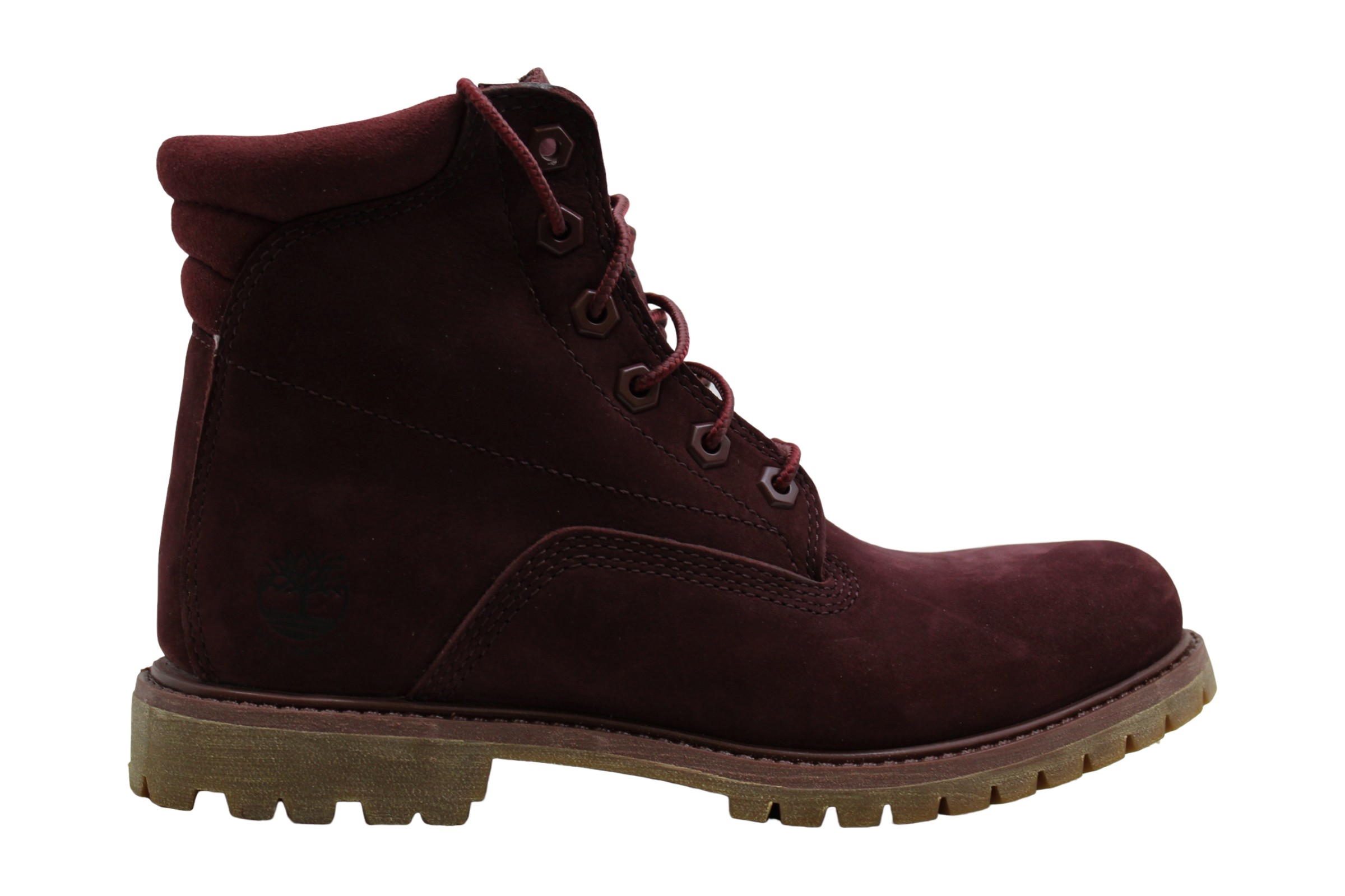 burgundy timberland heels