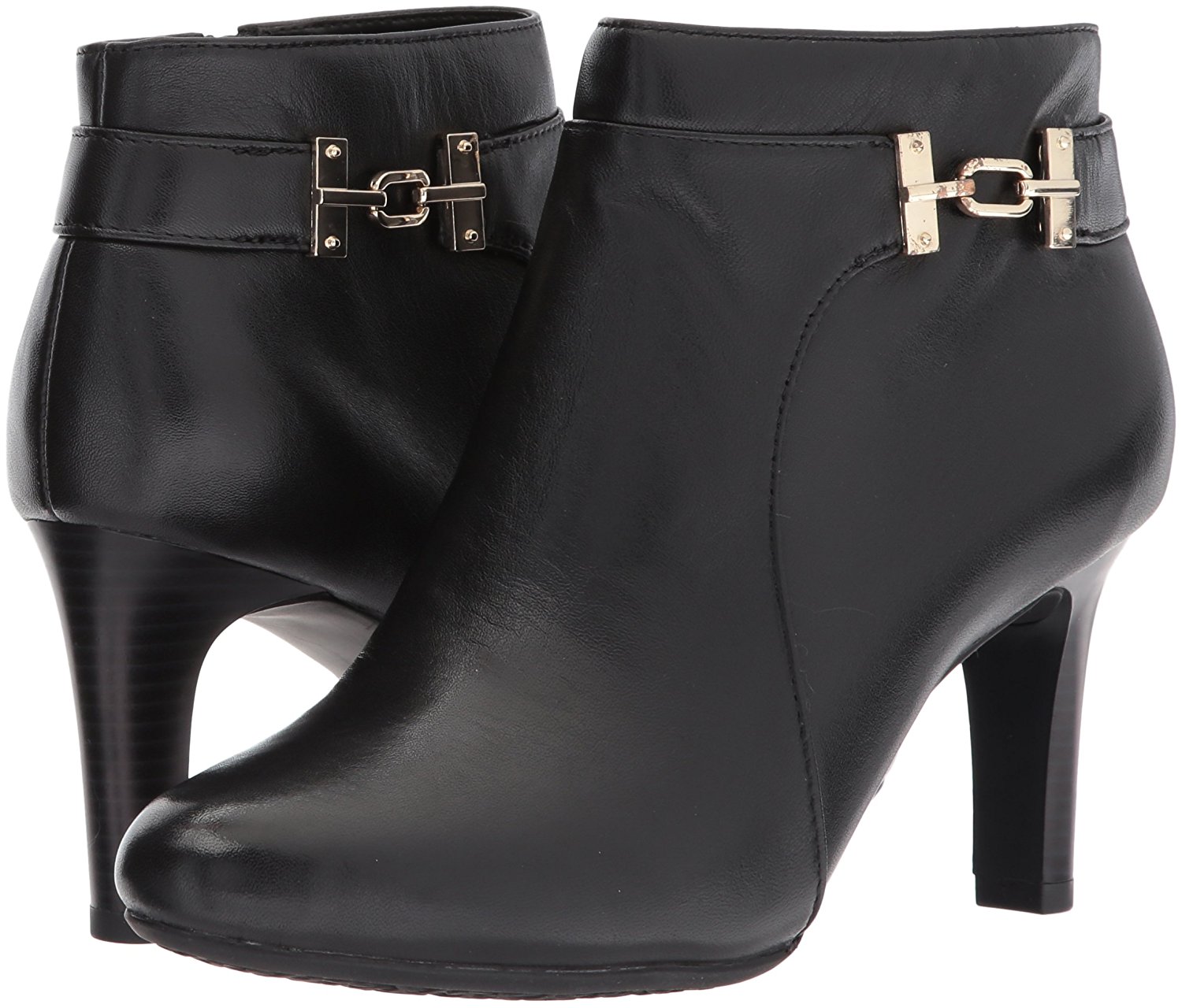 faux leather closed toe pull on boots