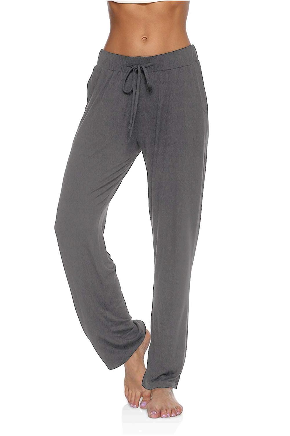 DIBAOLONG Womens Yoga Pants Wide Leg Comfy Drawstring, Dark Gray, Size ...